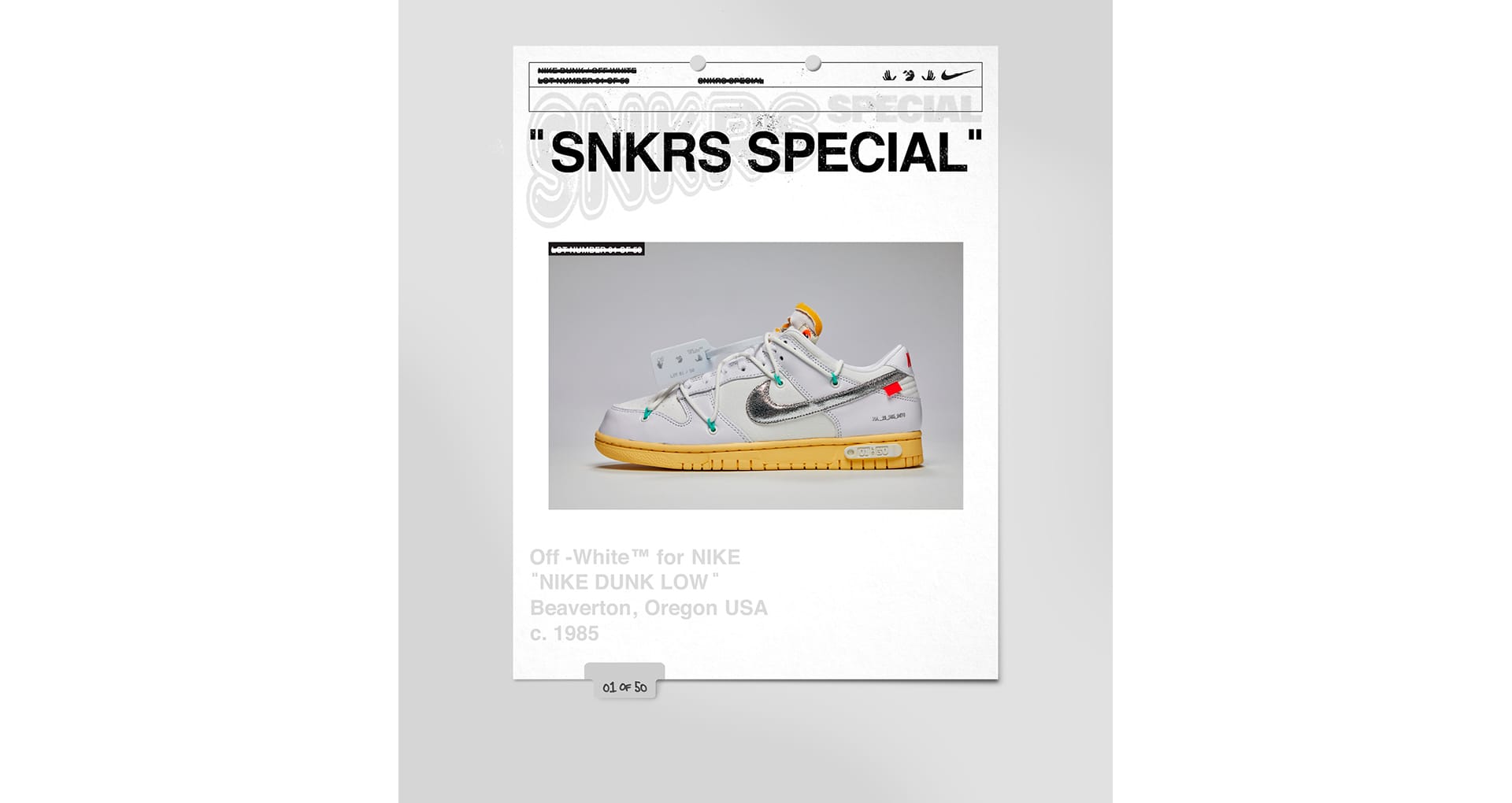 snkrs special off white dunk